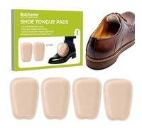 Shoe Tongue Pads for Loose Shoes - Bukihome Shoe Inserts Solve Shoes Too Big Problem, Skin-Friendly Suede Memory Foam Shoe Fillers for Dress Shoes, Leather Shoes, Boots, Loafers, 2 Pairs (Beige, L)