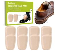 Shoe Tongue Pads for Loose Shoes - Bukihome Shoe Inserts Solve Shoes Too Big Problem, Skin-Friendly Suede Memory Foam Shoe Fillers for Dress Shoes, Leather Shoes, Boots, Loafers, 4 Pairs (Beige, S)
