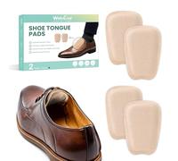 Shoe Tongue Pads for Men & Women - Welnove 2 Pairs Suede Memory Foam Shoe Padding Cushion Soft Self Adhesive Inserts Filler for Boots, Leather Shoes, Dress Shoes, Loafers (Skin Color, Size S)