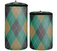 Shoe Wash Bag Sneaker Wash Bag Set of 2 Laundry Shoe Bag Tennis Shoe Washing Bag Argyle Plaid Autumn Black Green, Multi, One Size, Modern