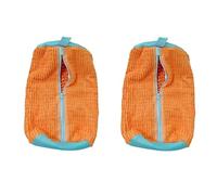 Shoe Washing Bag with Cleaning Brush Interior, Machine Washable Sneaker Cleaner Case with Zipper, Orange, Brief