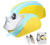 Shoe Washing Machine Bag 2 Pcs, Sneaker Laundry Bag Reusable Trainer Cleaning Bag, 360°Cleaning Fluffy Fibers Shoe Bag for Canvas Tennis Running Shoes Yellow