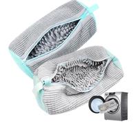 Shoe Washing Machine Bag for Washing Machine, Trainer Wash Shoe Bag with Zipper Hook, Sneakers Laundry Shoe Cleaning Bag Reusable and Durable(2Pcs Grey)