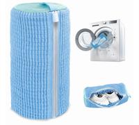 Shoe Washing Machine Bag,Laundry Shoe Bag for Washer and Dryer,Reusable Shoe Cleaning Bag for Sneakers,Tennis Shoes,With Self-locking Zipper, Microfiber Inside,Include Shoe Bag, Lite Blue - 1 Pack