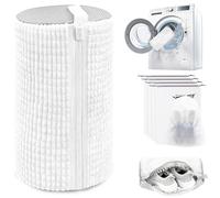 Shoe Washing Machine Bag,Laundry Shoe Bag for Washer and Dryer,Reusable Shoe Cleaning Bag for Sneakers,Tennis Shoes,With Self-locking Zipper, Microfiber Inside,Include Shoes Storage Bag, White(1PC