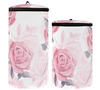 Shoe Washing Machine Bag Shoe Washing Bag For Sneakers 2 Pcs Shoe Mesh Laundry Bag Tennis Shoe Washing Machine Bag, Roses flower style red, One Size