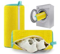 Shoe Washing Machine Bag Trainer Shoe Bag Laundry with Zips 360° Cleaning Reusable Shoe Cleaner for Sneakers Canvas Tennis Running Shoes (YELLOW 2Pcs)