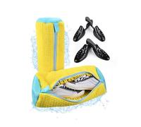 Shoe Washing Machine Bags by MMOBIEL - 2 Pcs Laundry Shoe Bags for Sneakers with 2 Pairs Shoe Trees - Reusable Shoe Cleaning Bags for Washing Machine - Laundry Wash Bags for Gym, Running, Kids Shoes