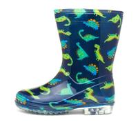 Shoe Zone - Boys Navy & Green Dinosaur Print Welly - Size 7 Child UK - Multicolour