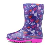 Shoe Zone - Sunny Girls Purple Love Hearts Welly - Size 9 Child UK - Purple