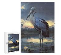 Shoebill Stork at Dusk, 1000 PCS Wooden Jigsaw Puzzle for Adults, Winter Activity Gift - for A Rewarding Weekend Challenge