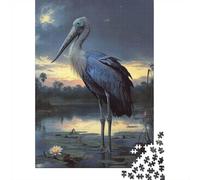 Shoebill Stork at Dusk 1000-Piece Puzzle for Adults, 38x26cm/1000pcs, A Quiet Challenge for Solo Leisure Time; Low-dust White Cardboard Pieces