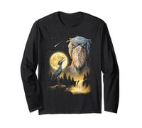 Shoebill Stork Howling to The Moon Weird Meme Funny 90s Bird Long Sleeve T-Shirt