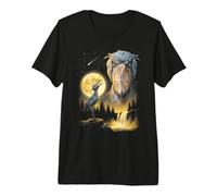 Shoebill Stork Howling to The Moon Weird Meme Funny 90s Bird Premium T-Shirt