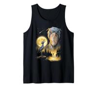 Shoebill Stork Howling to The Moon Weird Meme Funny 90s Bird Tank Top
