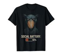 Shoebill Stork Social Battery: 0% Birding Value Graphic T-Shirt, Men, Black, XL