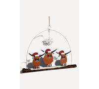 shoeless . Highland Cows on Driftwood Hanger Christmas Decoration shoeless . Multicolor