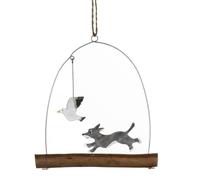 Shoeless Joe beach dog chasing a seagull. Christmas Tree hanger decoration or Secret Santa for a dog lover.