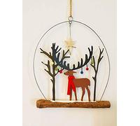 Shoeless Joe - Christmas Bauble Stag Driftwood Hanger
