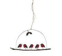 Shoeless Joe - Christmas Five Robins on a Perch Hanger