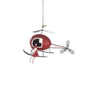 Shoeless Joe Christmas Helicopter Santa Hanging Decoration | Hanging Ornament, Hand-Painted Metal