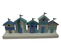 Shoeless Joe Five Marine Coloured Beach Huts in a Row