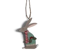 Shoeless Joe Hare In Green Jumper Christmas Tree Decoration - Small Metal Hanging Ornament, 8.5 X 5.5 Cm