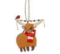 Shoeless Joe Highland Cow Christmas Tree Decoration - Metal, Rustic Twine Hanger, Small 7 X 8.5 X 0.1 Cm