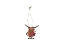 Shoeless Joe Highland Cow With Bagpipes Christmas Tree Decoration