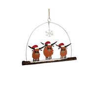 Shoeless Joe Highland Cows On Driftwood Hanger Christmas Decoration, Metal Ornament With Twine Hanger, 15 X 11 Cm