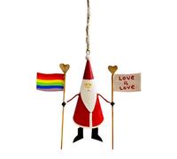 Shoeless Joe Love Is Love Pride Santa Metal Christmas Tree Decoration, 12 X 11 X 4 Cm, Rustic Twine Hanger