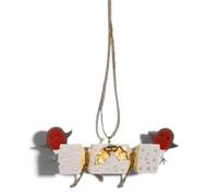Shoeless Joe Metal Christmas Cracker Decoration With Robins, 9.7 X 3 Cm, Gloss Finish