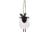 Shoeless Joe Multicolored Sheep with Holly Christmas Tree Hanging Ornament