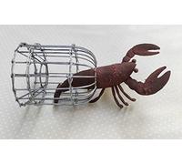 Shoeless Joe Nautical Lionel the Lobster Ornament with Rust Finish with Metal Lobster Pot