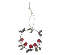Shoeless Joe Robin Wreath Christmas Tree Decoration, Metal Robin Ornament With Twine Hanger, 9 X 10 Cm