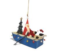 Shoeless Joe Rustic Metal Santa In Boat Christmas Tree Decoration, 12 X 10 X 7.5 Cm