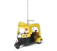 Shoeless Joe Santa In Tuk Tuk Metal Christmas Tree Decoration, 11.2 X 7.3 X 4.5 Cm