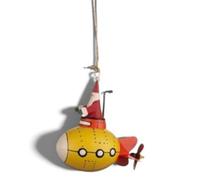 Shoeless Joe Santa In Yellow Submarine Christmas Tree Decoration - Small 11 X 10 X 5 Cm, Rustic Twine Hanger
