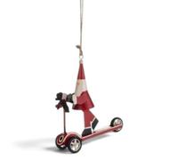 Shoeless Joe Santa On A Scooter Christmas Tree Decoration - Painted Metal, 11 X 11 X 4 Cm, Twine Hanger