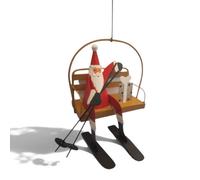 Shoeless Joe Santa On Chair Lift Metal Christmas Tree Decoration, 17 X 8 Cm, Red And White