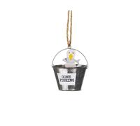 Shoeless Joe Seagull and Fish in Bucket - Handcrafted Hanging Metal Decoration, Coastal Home Décor, 4cm x 5.5cm x 4cm, Lightweight 10g