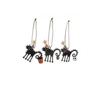 Shoeless Joe Set of Three Scaredy Cat Hanging Halloween Decorations