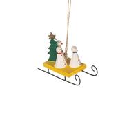 Shoeless Joe Snowmen on Sleigh Christmas Tree Decoration