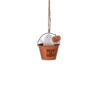 Shoeless Joe Trick or Treat Ghost Metal Halloween Hanging Decoration