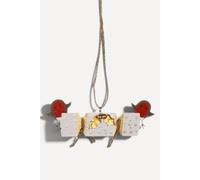 shoeless . Metal Cracker with Robins Christmas Tree Ornament, Metal, One Size in White shoeless . White