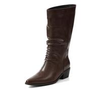 Shoe'N Tale Mid Calf Boots Women Square Toe, Dark Brown, 3 UK