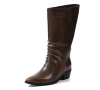 Shoe'N Tale Mid Calf Boots Women Square Toe, Distressed Dark Brown, 3 UK