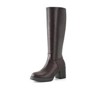 Shoe'N Tale Platform Knee High Boots for Women Block Chunky Heel Round Toe Side Zipper Tall Boots, Dark Brown, 3 UK