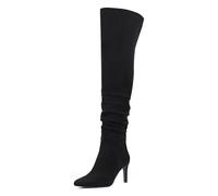 Shoe'N Tale Thigh High Boots for Women Over The Knee Stiletto Heel Pointed Toe Long Sexy Boots, Suede Black, 4.5 UK