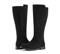 Shoe'N Tale Wide Calf Knee High Boots for Women Flat Low Heel Width Stretchy Round Toe with Side Zipper Fall and Winter Fashion Comfortable, Black, 5 UK